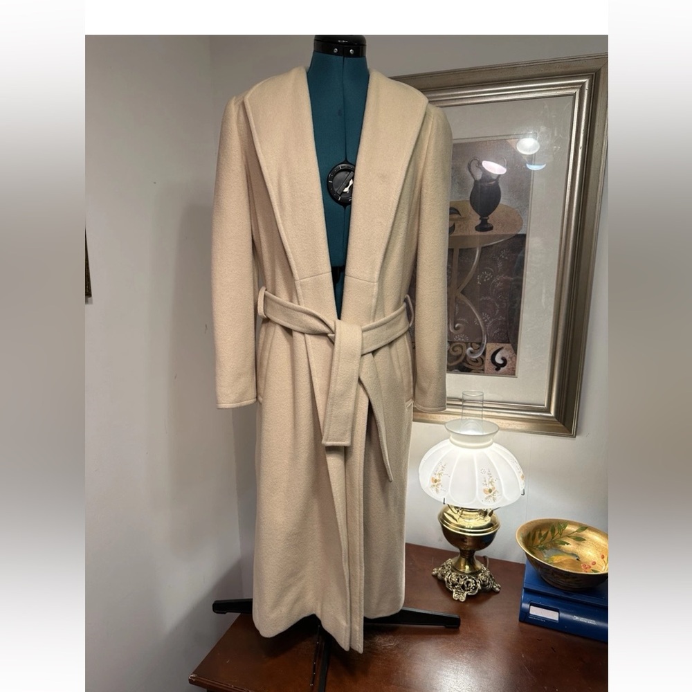 Bill Haire for FRIEDRICKS SPORT Tan Cashmere Lined Belted Trench Coat Size 4